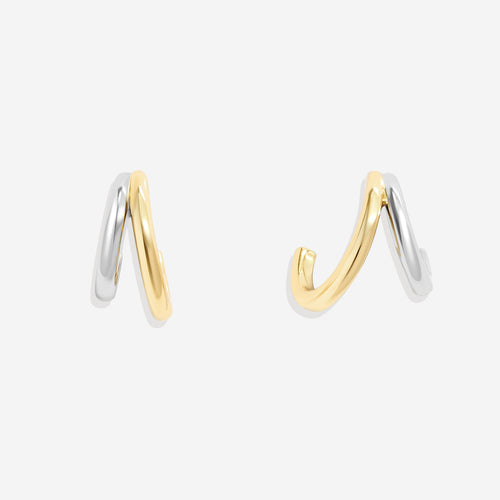 Mixed Metal Double Hoop Earrings