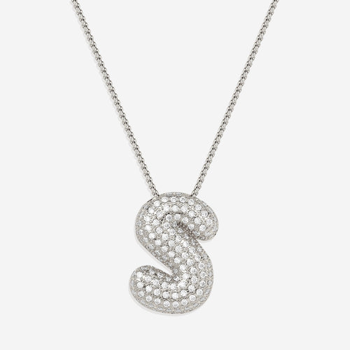 Pave Bubble Initial Necklace