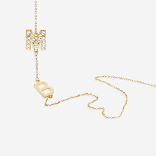 Custom Diamond & 2 Initial Necklace