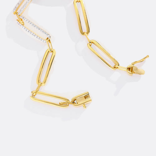 Pave Diamond Paperclip Bracelet