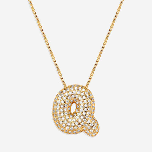 Pave Bubble Initial Necklace