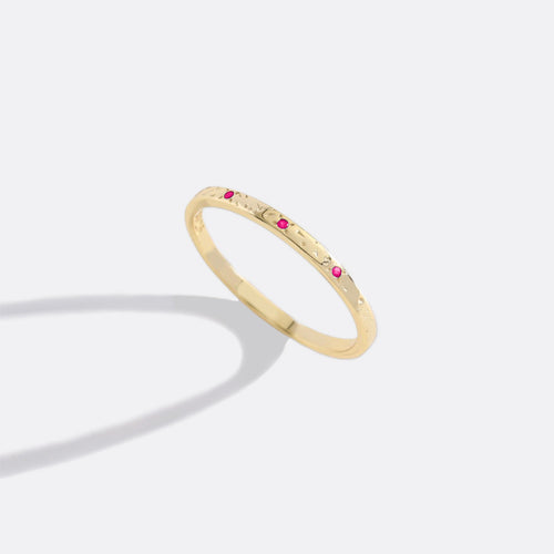 Narrow Textured Birthstone Band