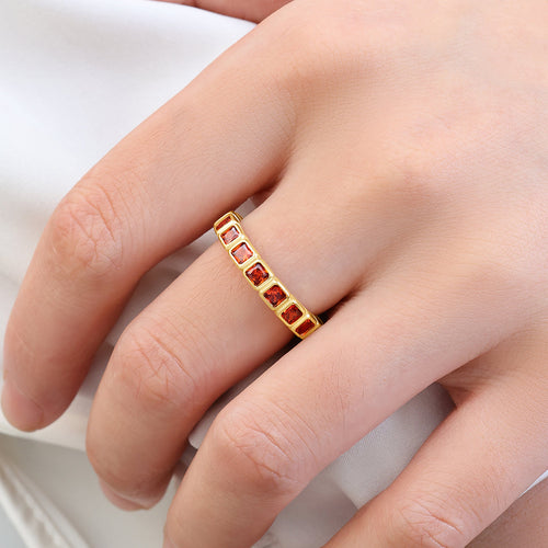 Asscher Cut Birthstone Eternity Ring