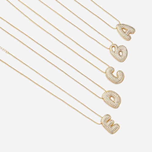 Pave Bubble Initial Necklace