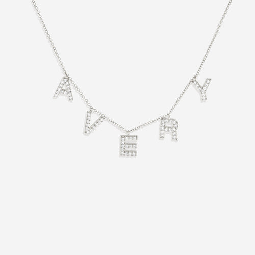 Pave Block Letter Name Necklace