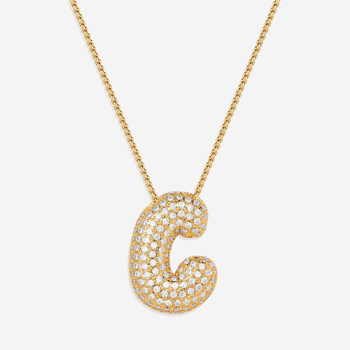 Pave Bubble Initial Necklace