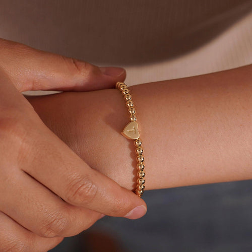 Beaded Bracelet with Heart Initial