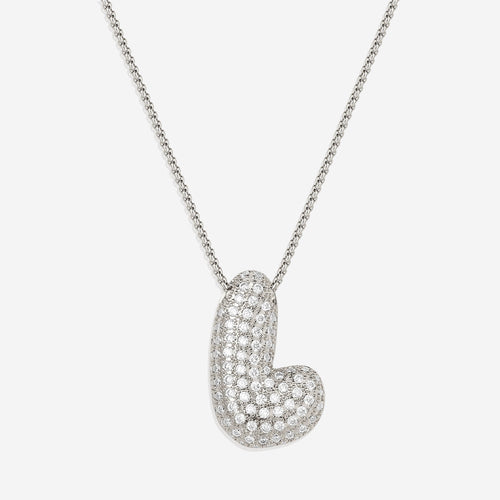 Pave Bubble Initial Necklace