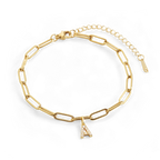 Paperclip Pave Initial Bracelet