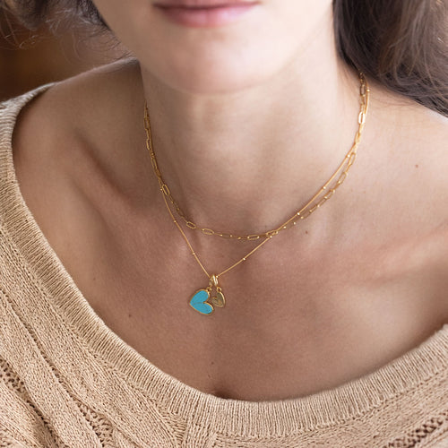 Turquoise Heart Initial Necklace