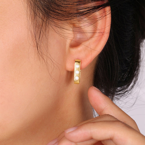 Pearl Block Statement Hoops