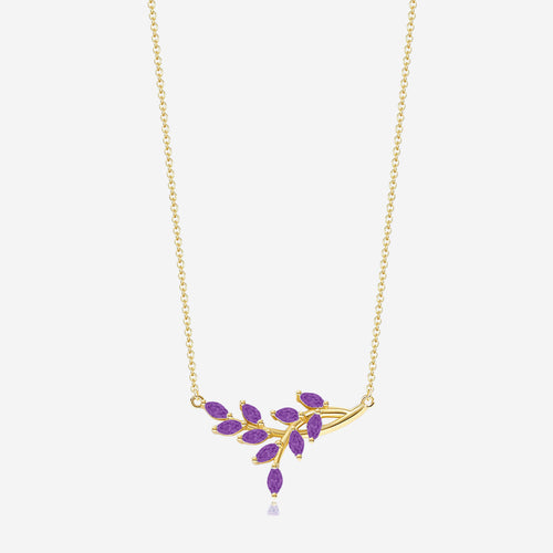 Birthstone Leaf Pendant Necklace