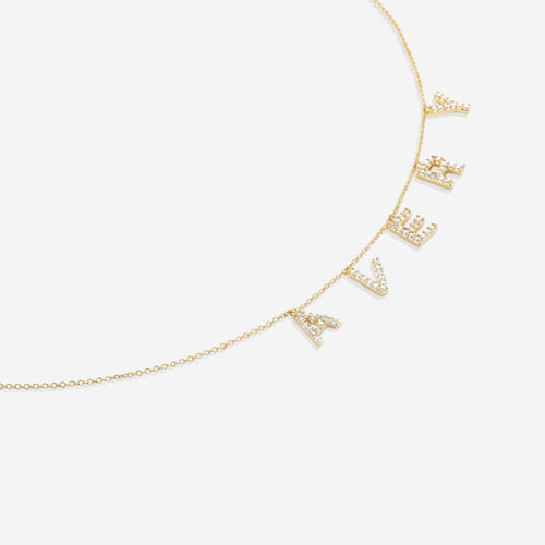 Pave Block Letter Name Necklace