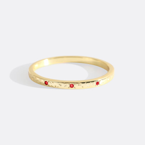 Narrow Textured Birthstone Band