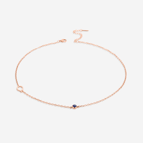 Initial Necklace with Birthstone Accent