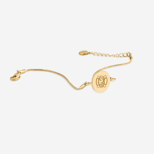 Monogram Initial Disc Bracelet