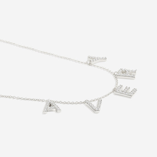 Pave Block Letter Name Necklace