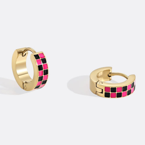 Checkered Hoop Earrings