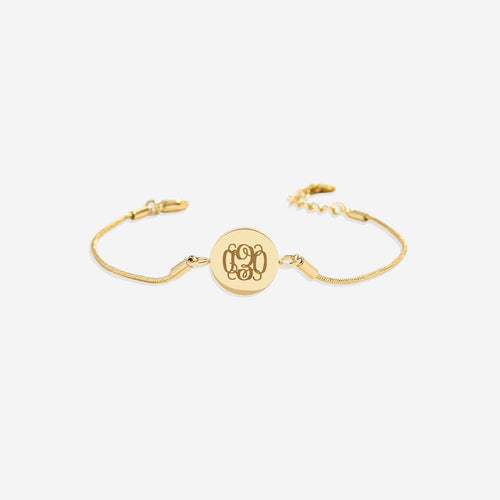 Monogram Initial Disc Bracelet