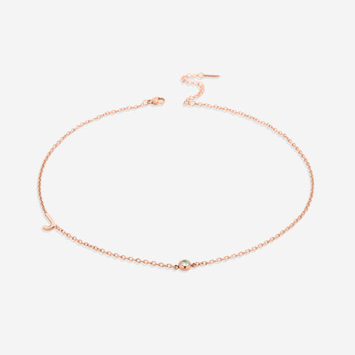 Initial Necklace with Birthstone Accent