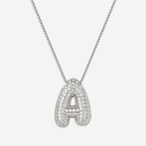 Pave Bubble Initial Necklace