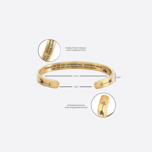Remember Who You Are and Straighten Your Crown Personalizable Cuff Bracelet