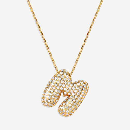Pave Bubble Initial Necklace