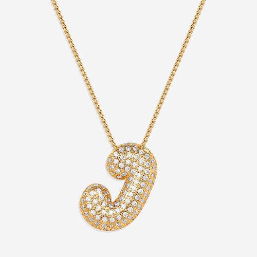 Pave Bubble Initial Necklace