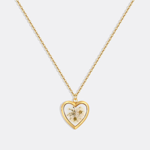 Handmade Pressed Flower Photo Heart Locket