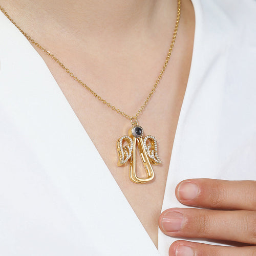 Personalized Angel Photo Charm Necklace