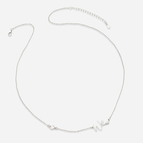 Modern Name Necklace with Heart Diamond Accent
