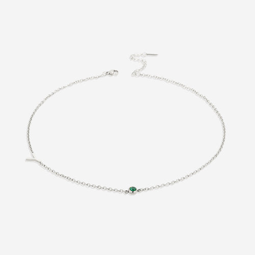 Initial Necklace with Birthstone Accent