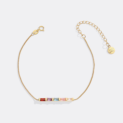 Dainty Baguette Birthstone Bracelet