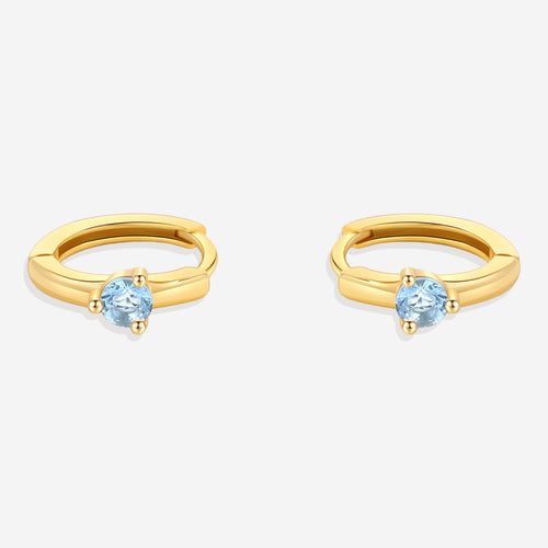 Single Stone Birthstone Huggie Hoop Earrings