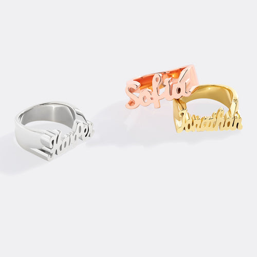 Brilliant Script Name Ring