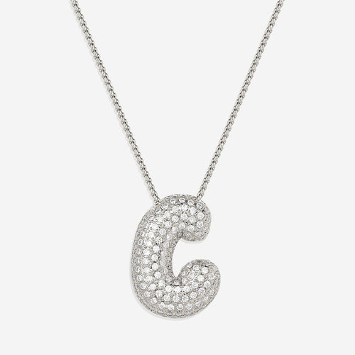 Pave Bubble Initial Necklace