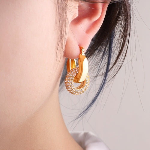 Pave Interlock Hoop Earrings