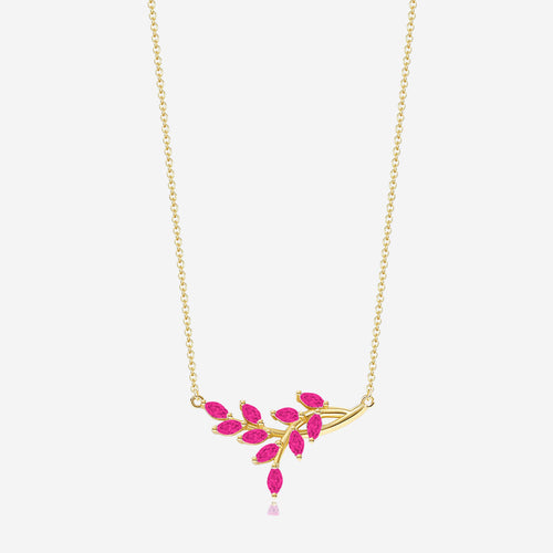Birthstone Leaf Pendant Necklace