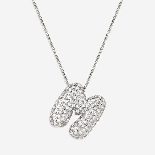 Pave Bubble Initial Necklace