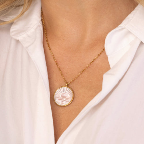 Mother of Pearl Sunrise Pendant Necklace