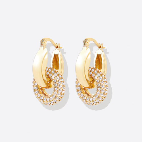 Pave Interlock Hoop Earrings
