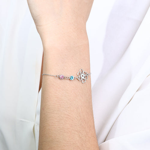 Personalized Birth Flower & Birthstones Bracelet May Hawthorn