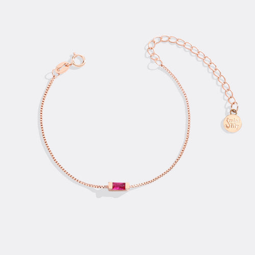 Dainty Baguette Birthstone Bracelet