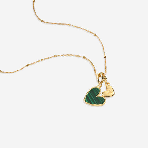 Malachite Heart Initial Necklace