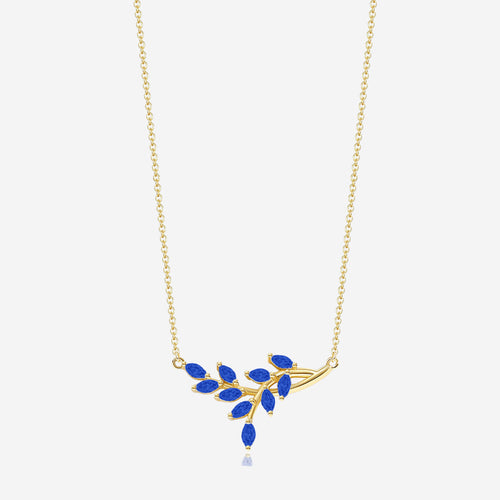 Birthstone Leaf Pendant Necklace