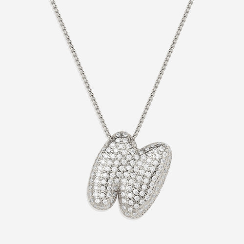 Pave Bubble Initial Necklace