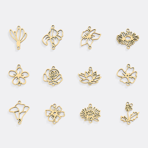 Personalized Birth Flower & Birthstones Bracelet October Cosmos