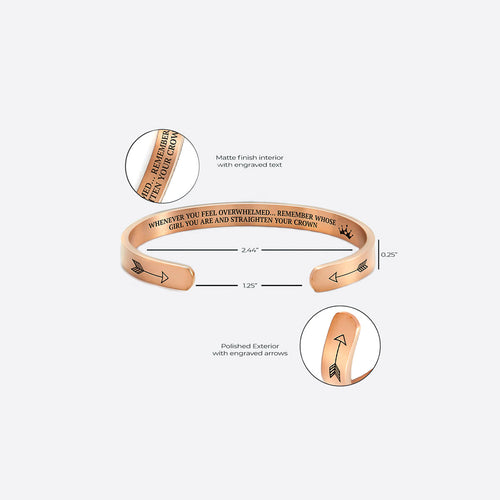 Remember Who You Are and Straighten Your Crown Personalizable Cuff Bracelet