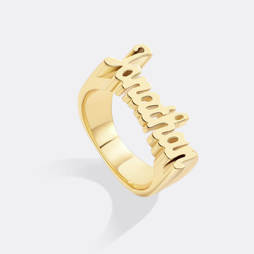 Brilliant Script Name Ring