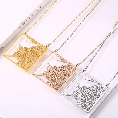 Custom Map Pendant Necklace